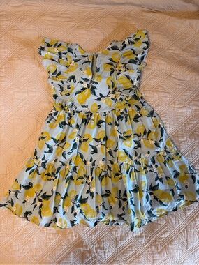 French Connection Girls Lemon Ruffle Dress - Yellow & Green
